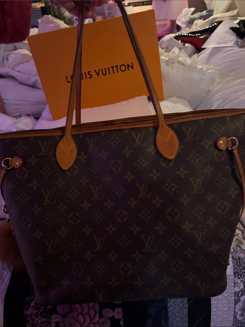 Monogram Canvas Tote in Brown and Tan - Picture 10 of 16